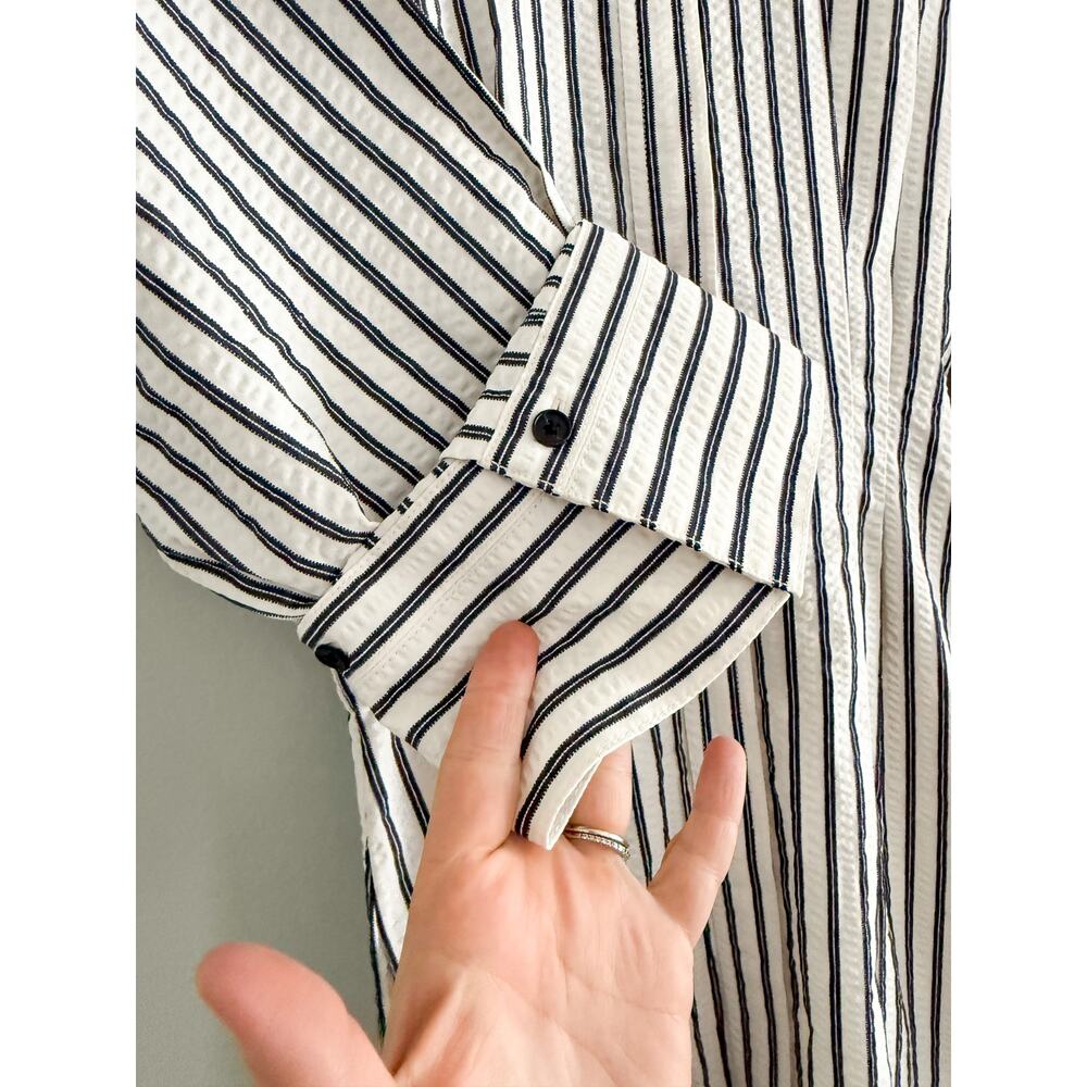 Madewell | NWT Tucked Mini Shirtdress Grey Variegated Stripe | Sz 00 - Picture 6 of 12